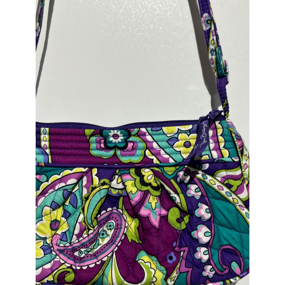 Vera Bradley Go Wild Paisley Quilted Cotton Crossbody Bag Purple Teal 14539-144 - Picture 5 of 14